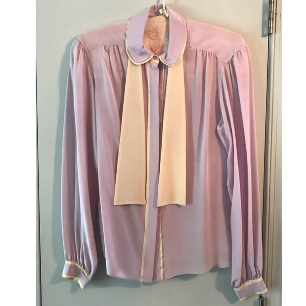 Vintage Don Sayres Lilac & Cream Blouse